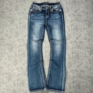 Miss Me Mid rise Cow Skull Bootcut embellished embroidered western jeans wms 26